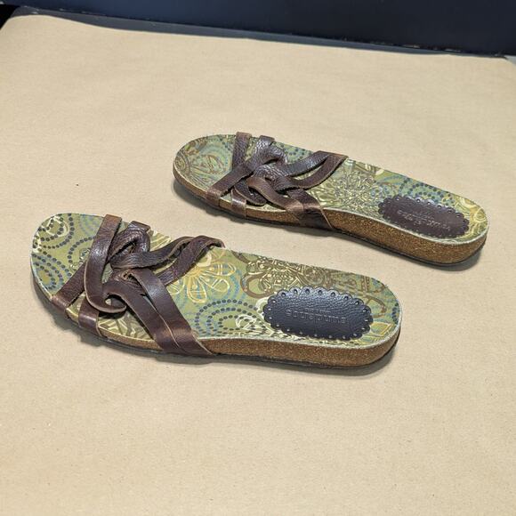 Sundance Leather Slip On Slide Sandals Boho Casual Minimalist Summer Womens 9 - Picture 3 of 5